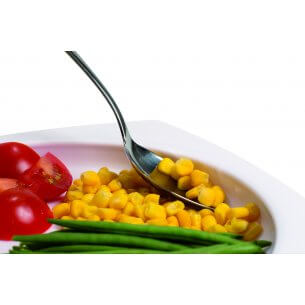 Tallerken med høj kant, gør det muligt at spise med en hånd, praktisk for fx ældre