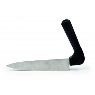 Kødkniv, ergonomisk design med vinklet skaft, rustfrit stål i høj kvalitet, anbefales mod smerter i håndled